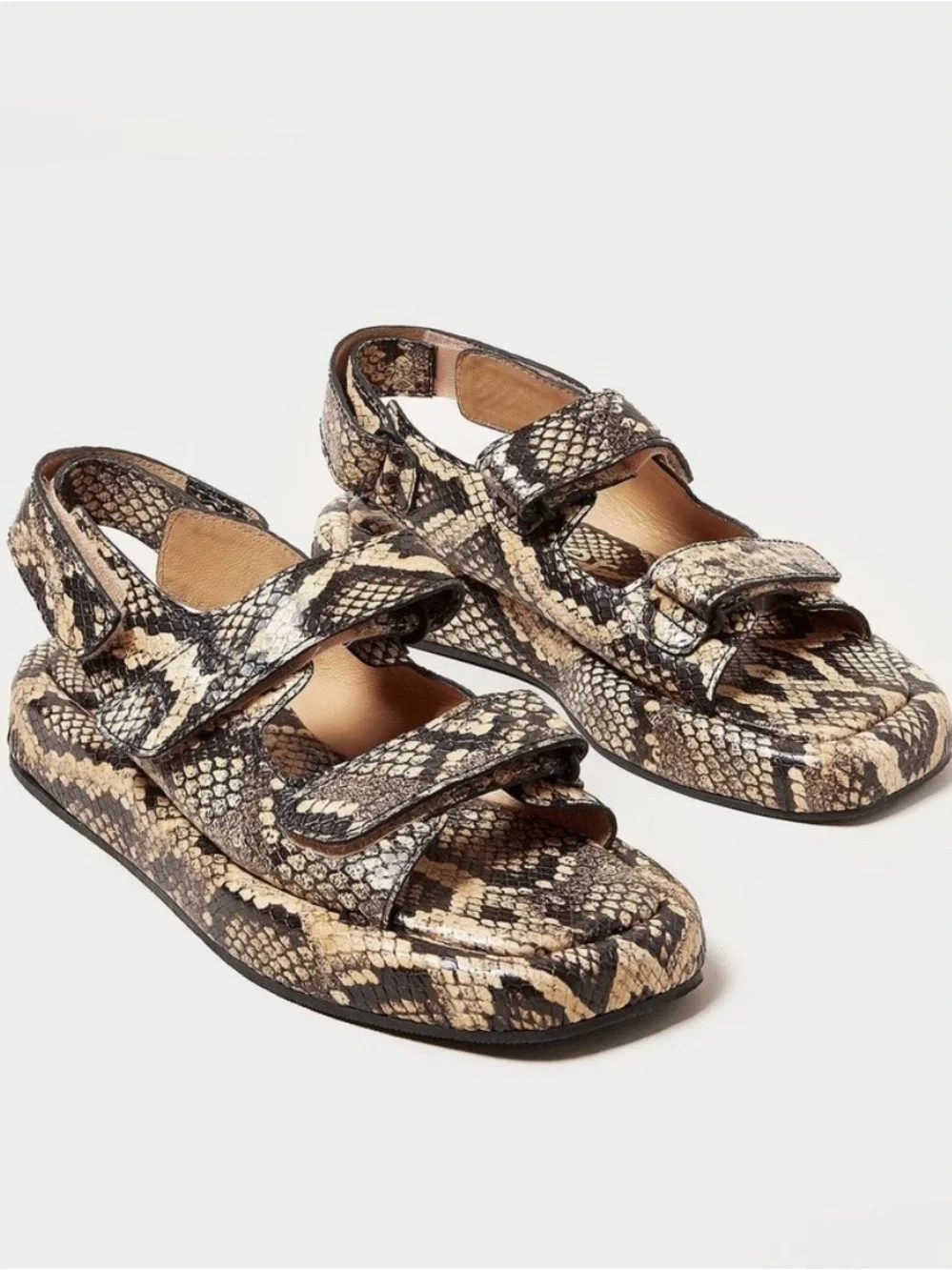 Loeffler Randall Blaise Sahara Platform Sandal size 7.5 Snake-Embossed Leather - Picture 4 of 10